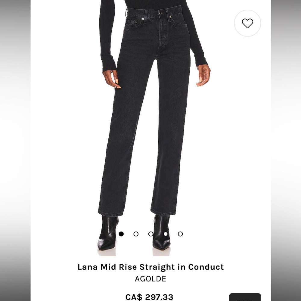 AGOLDE BLACK MID RISE LANA JEANS - SIZE 25